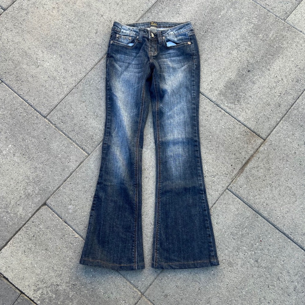 Z.Co. Womens Dark Wash Flare Jeans Low Rise Y2K Bell Bottom Denim Pants Size 0